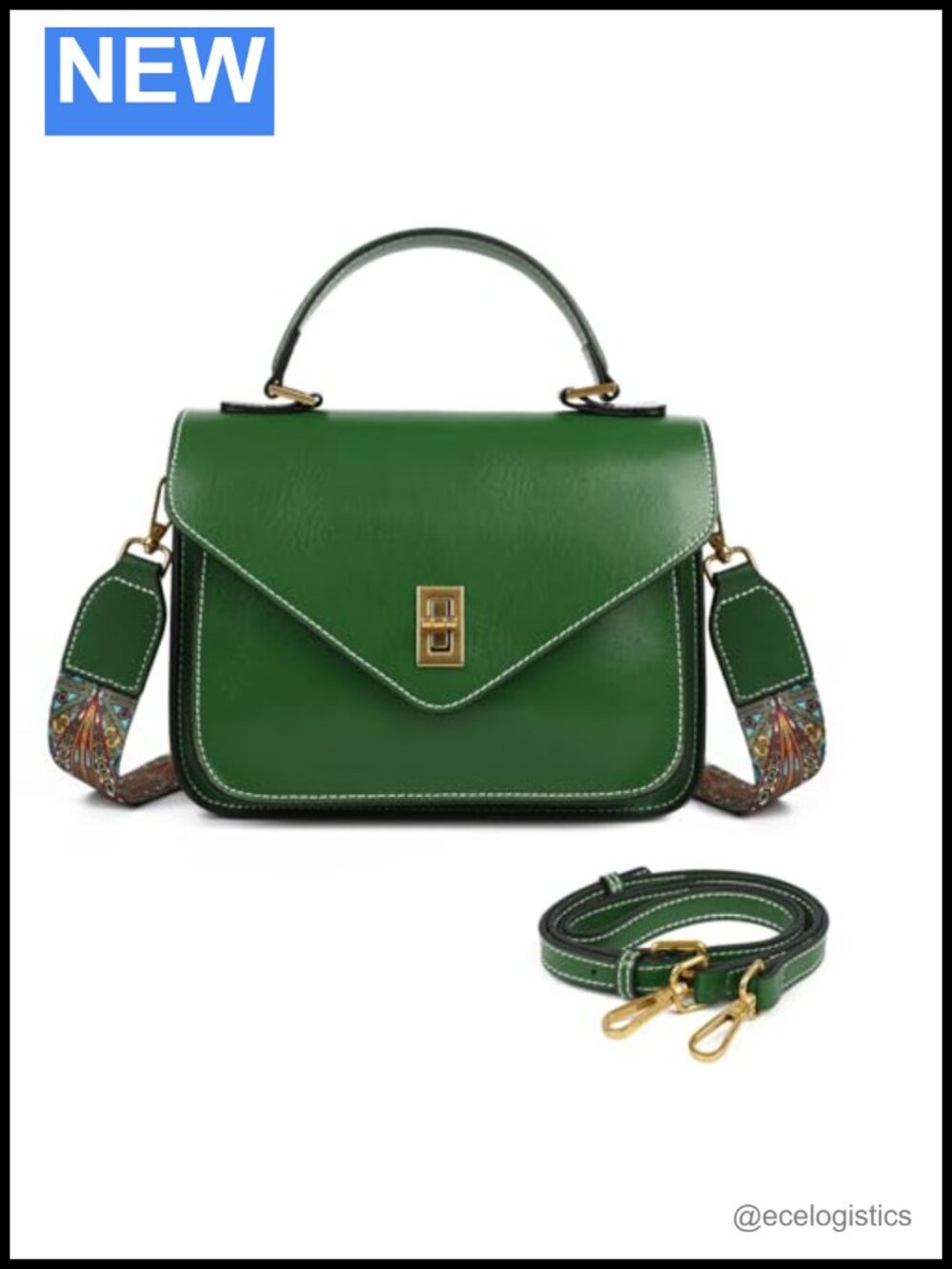 Genuine Leather Crossbody Bag for Women, Adjustable Straps, Microfiber Interior